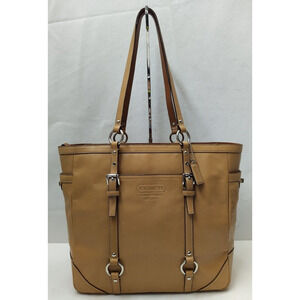 Coach Camel Tan Leather Turnlock Pocket Double Handle Tote Bag - Vintage